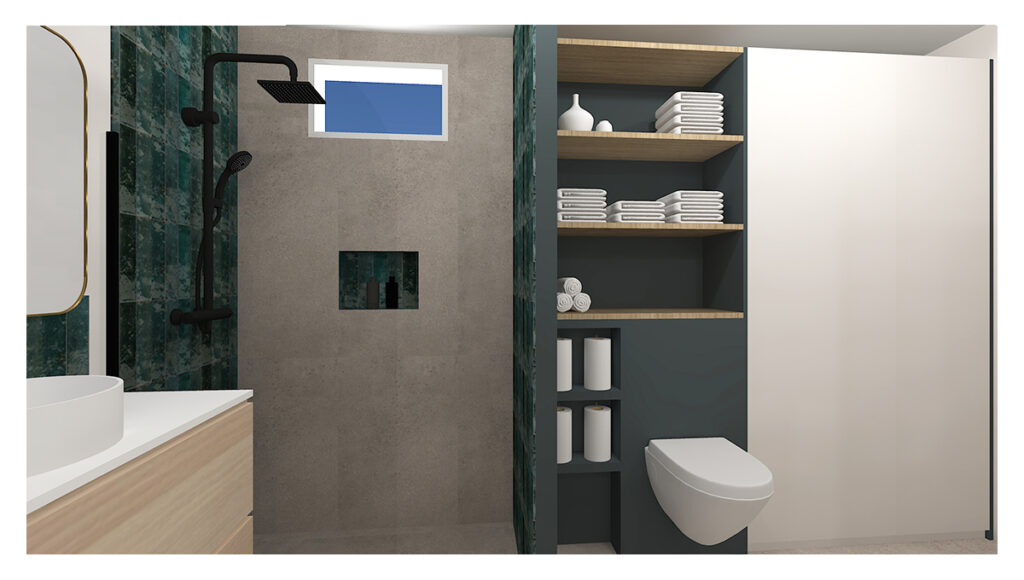 Rénovation salle d'eau - vue 3D - architecture intérieure
