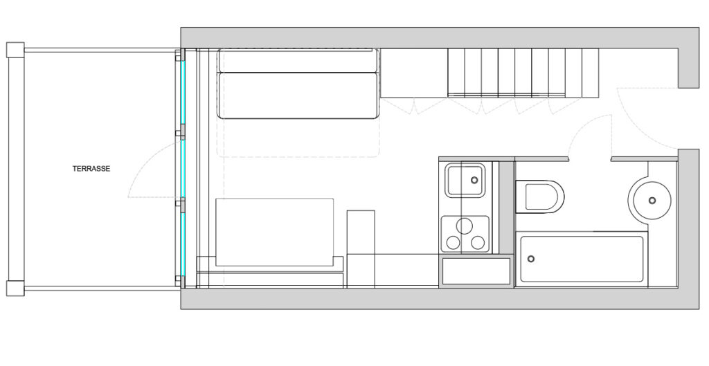 Rénovation studio - les arcs 1800 - plan du RDC