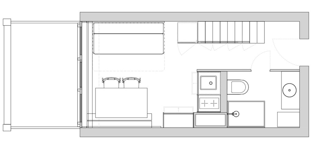 Rénovation studio - les arcs 1800 - plan du RDC