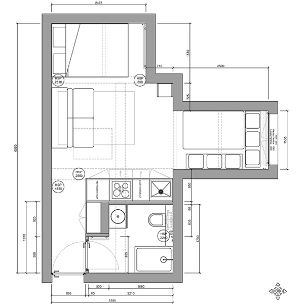 Plan projet studio Les deux Alpes - conception et rénovation